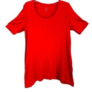 J. Jill Pima Dipped Hem Tunic in Orange/red Women's Sz M 100% Pima Cotton Knit